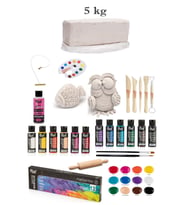 Vakumlu Çamuru Beyaz 5 KG Rich Master Mix 60cc Akrilik 12'li Canlı Renk Seramik Başlangıç Seti