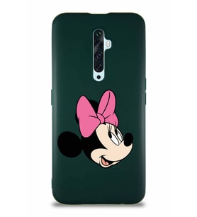 Oppo Reno 2Z Soft Premier Kapak Minnie Mouse-A Tasarımlı Silikon Kılıf - Yeşil (Şeffaf)