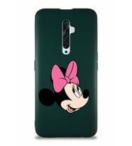 Oppo Reno 2Z Soft Premier Kapak Minnie Mouse-A Tasarımlı Silikon Kılıf - Yeşil (Şeffaf)