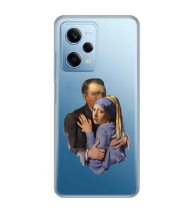 Redmi Note 12 Pro 5G Uyumlu Van Gogh & İnci Küpeli Kız Tasarımlı Şeffaf Telefon Kılıfı
