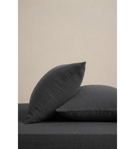 Müslin Yastık Kılıfı 2li 50x70 cm Antrasit Pamuklu