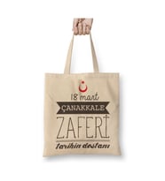 18 Mart Çanakkale Zaferi Beyaz Bez Çanta Uzun Saplı Alışveriş Çantası Plaj Çantası