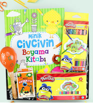 Boyama Kitabı & Adel 12'li Pastel Boya & Kuru Boya & Mini Dedektif Kart Oyunu & Çıngırak Marakas Okula Merhaba Hediye Seti