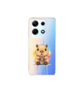 Infinix Note 30 ile Uyumlu Splash Kapibara Tasarımlı Şeffaf Silikon Kılıf