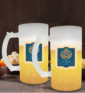 BK Gift Kişiye Özel İsimli 2’li Buzlu Cam Bira Bardağı 50cl-106 (Beyaz)