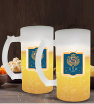 BK Gift Kişiye Özel İsimli 2’li Buzlu Cam Bira Bardağı 50cl-106 (Beyaz)