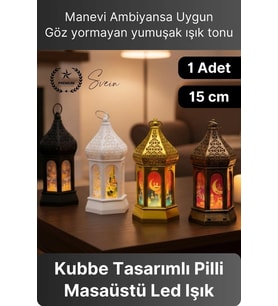#Lamba Led Işıklı Dekoratif Asılabilir Plastik Fener Ambiyans Aydınlatma Kubbe Tasarım 15 cm Pilli