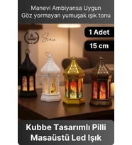 #Lamba Led Işıklı Dekoratif Asılabilir Plastik Fener Ambiyans Aydınlatma Kubbe Tasarım 15 cm Pilli