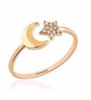 Ayyıldız Rose Altın Yüzük 14K Gold Taşlı (Çok Renkli)