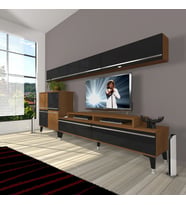 Decoraktiv Ekoflex 8 Mdf Silver Tv Ünitesi Tv Sehpası - Ceviz Siyah (Siyah - Ceviz)