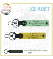 Motosiklet Severlere Özel, İsim Plaka ve B Rh (-) Kan Grubu Yazılı x2 Anahtarlıkları, Yeşil-Sarı-Ysl (Çok Renkli)