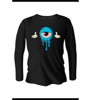 Göz Baskılı Uzun Kollu Bisiklet Yaka Erkek Siyah T-Shirt