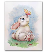 Cakatablo MDF (Ahşap) Tablo Fantastik Yavru Tavşan Kelebek Fantazı Görsel