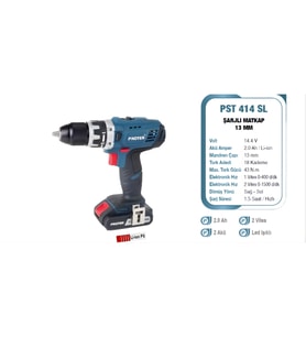 Proter PST 414 SL 13 mm 14.4 V 2.0 Ah Li-ion Pil 2 Vts.Şarjlı Matkap P1EA116