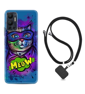 Infınix Hot 12 Kılıf Silikon Boyun Askılı İpli Desenli Silikon Super Meow 1715