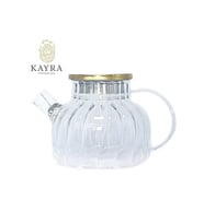 Çelik Kapaklı Borosilikat Dilimli Model Süzgeçli Cam Demlik Bitki Çayları 1000 Ml Royaleks-CM-2001