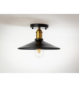 RİOLİGHT RETRO13,RUSTİK MUTFAK,ODA,KOLİDOR İÇİN TEKLİ METAL SARKIT PLOFONYER AVİZE ÇAP:28CM (Siyah)
