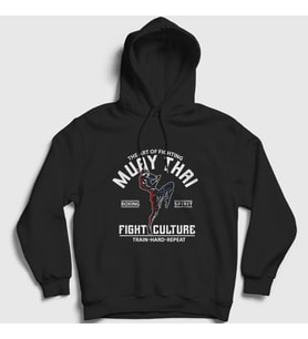 Presmono Unisex Beyaz Fight Culture Mma Ufc Muay Thai Kapüşonlu Sweatshirt 452370tt (Siyah)
