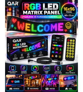 LED Matrix Panel Bluetooth Telefon Kontrollü Programlanabilir Yazı Resim Animasyon Gösteren RGB LED Ekran Panosu