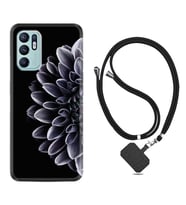 Oppo Reno 6 Kılıf Silikon Boyun Askılı İpli Desenli Silikon Çiçekler 1639