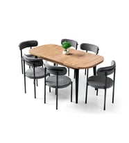 Venüs Alfa MDF Mutfak Masa 6 Lı Sandalye Takımı 80x130  (Kahverengi)