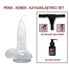 LilituShop 16,7 cm Belden Bağlamalı Şeffaf Realistik Damarlı Vantuzlu Dildo Penis