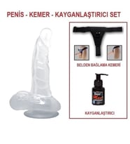 LilituShop 16,7 cm Belden Bağlamalı Şeffaf Realistik Damarlı Vantuzlu Dildo Penis