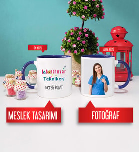 Laboratuvar Teknikeri Kupa Bardak Lacivert Fotoğraflı