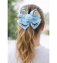 Mavi Unicorn Saç Tokası, Glitter Detaylı, Çiçek Süslemeli, Göz ve Kulak Desenli, Gökkuşağı Boynuzlu, Kız Çocuk Saç Aksesuarı