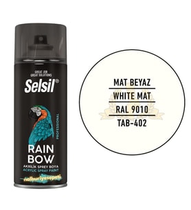 Selsil Rainbow Akrilik Sprey Boya MAT BEYAZ 400 ml. - RAL9010