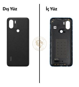Poco C51 Siyah Arka Pil Kapağı Batarya Kapağı Lazer Kesim Back Cover