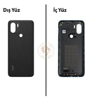 Poco C51 Siyah Arka Pil Kapağı Batarya Kapağı Lazer Kesim Back Cover