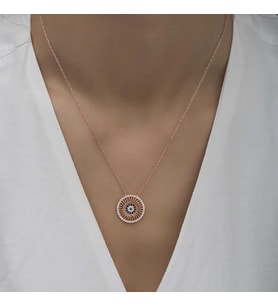 Gümüş Rose Nazar Kadın Kolye