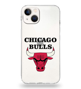Apple iPhone 13 Uyumlu Kamera Korumalı Tıpalı Kapak Chicago Bulls Tasarımlı Şeffaf Kılıf