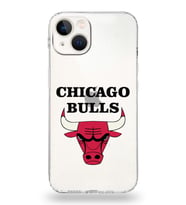 Apple iPhone 13 Uyumlu Kamera Korumalı Tıpalı Kapak Chicago Bulls Tasarımlı Şeffaf Kılıf