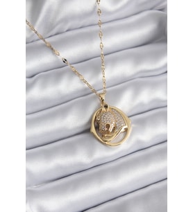 316L Çelik Gold Renk Zirkon Taşlı Puma Model Kadın Kolye - TJ-BKO8178