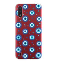 PrintiFy Samsung Galaxy A01 ile Uyumlu 1mm Slim Fit Nazar Boncuğu 1 Baskılı Şeffaf  Kılıf