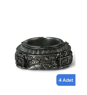 Eskitme Gümüş Küllük Seti, Dekoratif Kül Tablası, 4'lü Paket