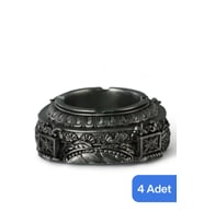 Eskitme Gümüş Küllük Seti, Dekoratif Kül Tablası, 4'lü Paket