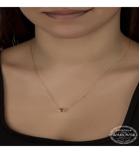 Crystal Taşlı Ros Top 925 Ayar Gümüş Kolye
