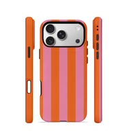 iPhone 17 Pro Max Vorian Çift Katmanlı MagSafe Kılıf Tangerine Rose Stripe