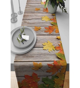Turuncu Çınar 3D Desenli Premium Masa Örtüsü Runner RNR080