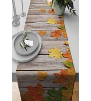 Turuncu Çınar 3D Desenli Premium Masa Örtüsü Runner RNR080