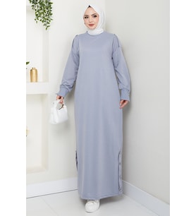 Siyar Apolet Detaylı Elbise 1424 - Gri
