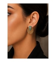 XUPING ROSE RENK, TURKUAZ MİNELİ YELPAZE KÜPE ACR9950