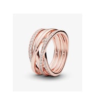 Işıltılı Ve Parlak Şeritli Yüzük Rose