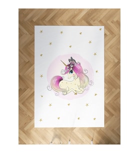 MEKTA HOME BEBEK VE ÇOCUK ODASI Yıldızlı Unicorn Desenli Halı