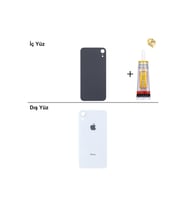 iPhone XR Beyaz Arka Kapak Arka Cam Batarya Kapağı Lazer Kesim Kapak Pil Kapağı + B-7000 Yapıştırıcı