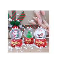 3'lü Set Kar Küre Işıklı Özel Tasarım 6 CM Dekoratif Yılbaşı Yeni Yıl Işıklı Noel Baba ve Noel Ağacı Kar Küresi Seti