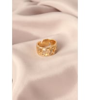 Gold Renk Metal Taşlı Model Ayarlanabilir Kadın Yüzük (Çok Renkli)